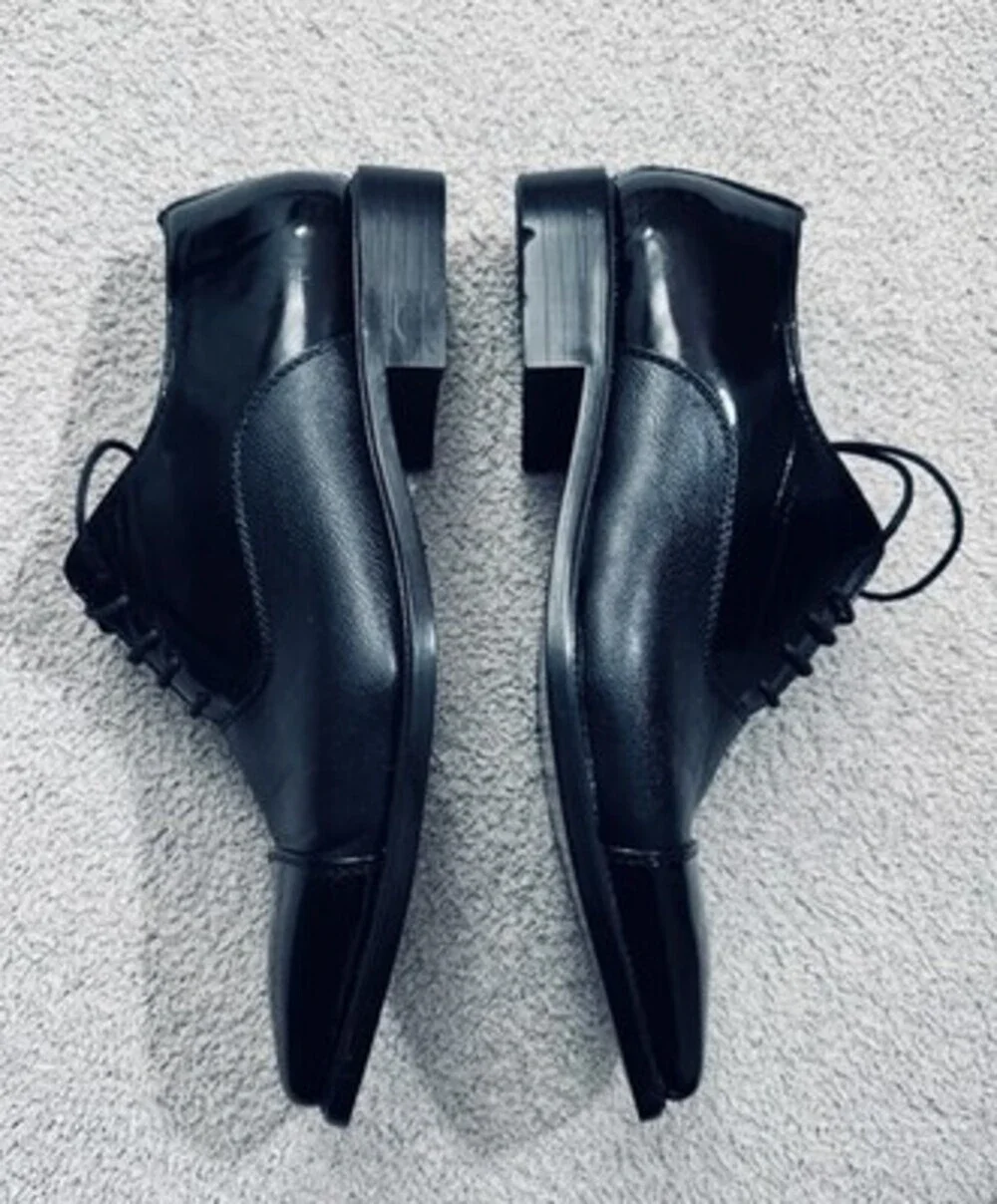 Amali-Men’s Size 8 -Oxford Style Black Dress Shoes-Cap Toe Model